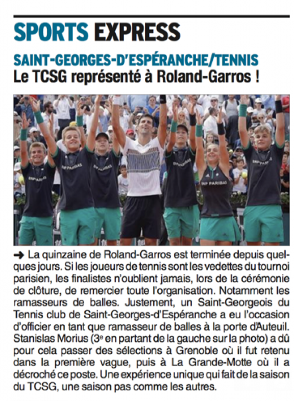Un Saint Georgeois à Roland Garros